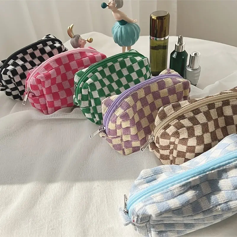 Checkered Pattern Zipper Makeup Bag Bags & Travel - DailySale