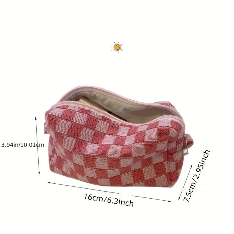 Checkered Pattern Zipper Makeup Bag Bags & Travel - DailySale