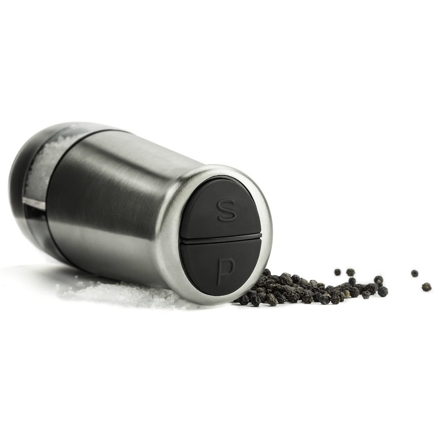 2-Pack: Nuvita Black and White Electric Salt and Pepper Grinder Soft Feel