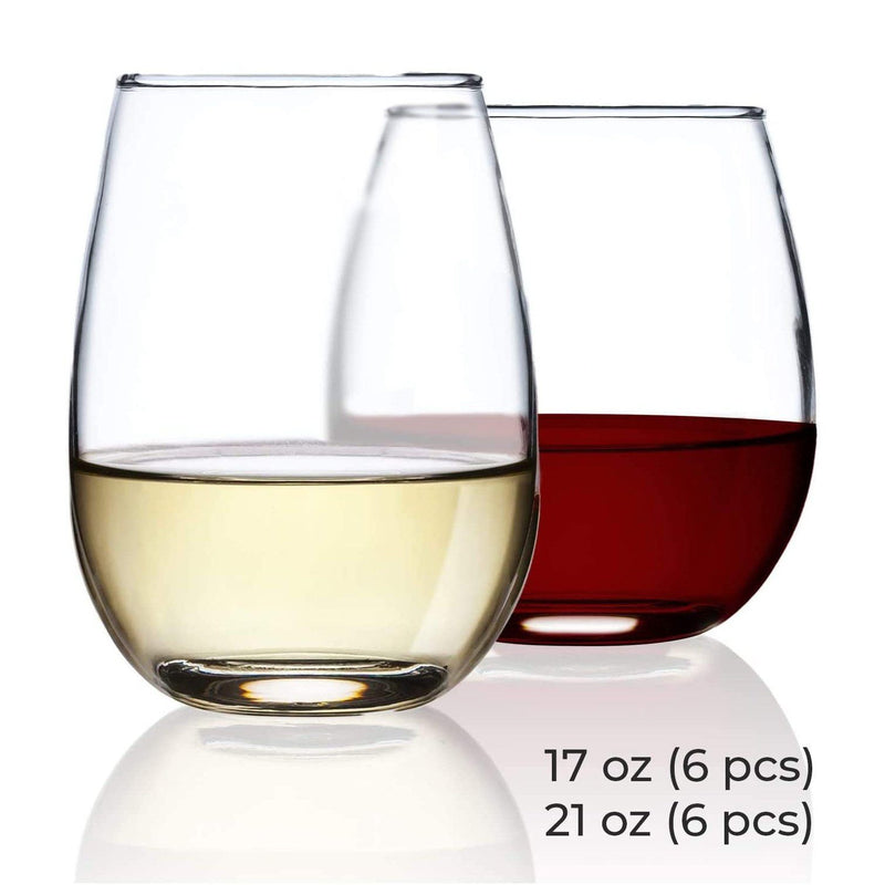 Chef's Star Stemless Wine Glasses Set of 6-17 Oz and Set of 6-21 Oz Kitchen & Dining - DailySale