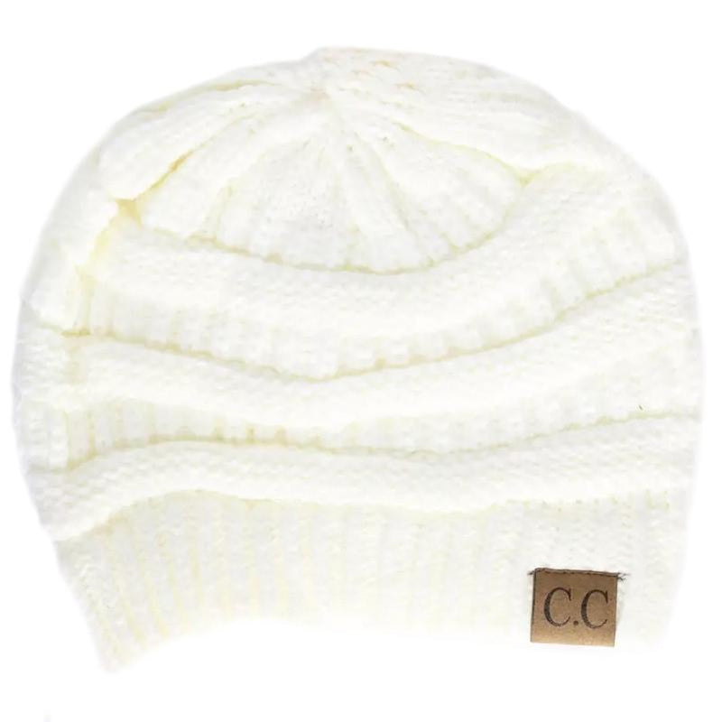 Cheveux Corp. Women's Solid Classic CC Beanie Women's Accessories Ivory - DailySale