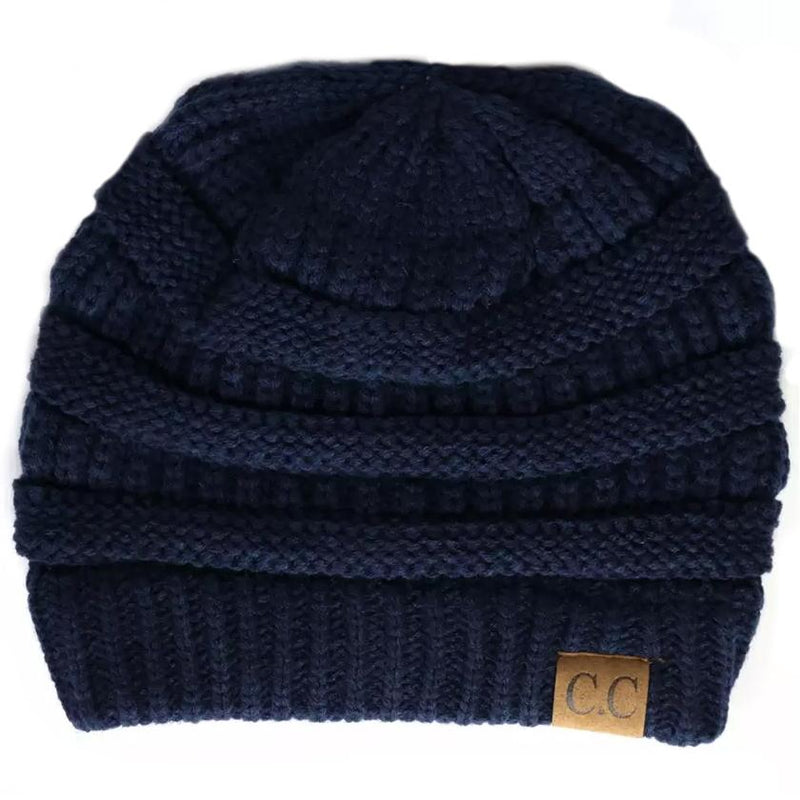 Cheveux Corp. Women's Solid Classic CC Beanie Women's Accessories Navy - DailySale