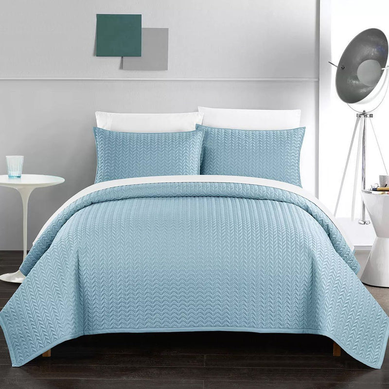 Chic Home Weaverland Quilt Set Bedding Blue Twin - DailySale