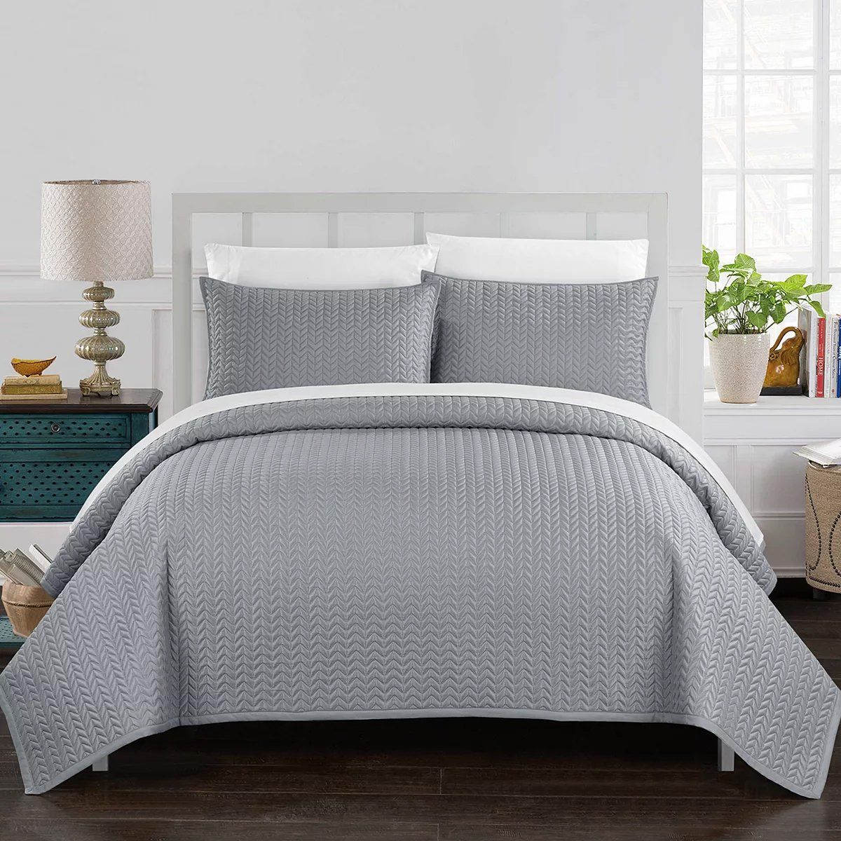 Chic Home Weaverland Quilt Set Bedding Silver Twin - DailySale