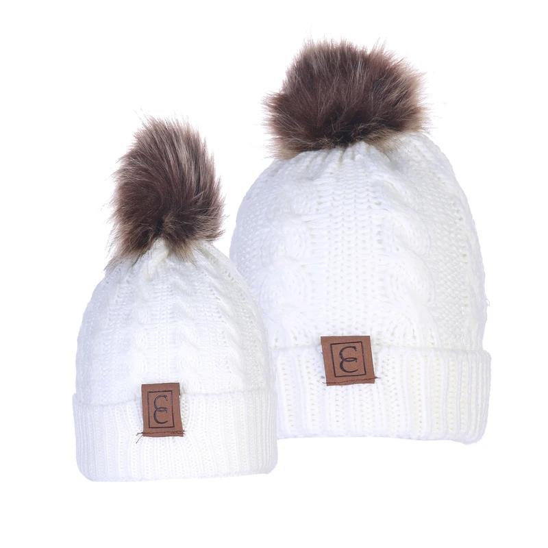 Chic Mom and Me Pom Beanies Women's Apparel White - DailySale