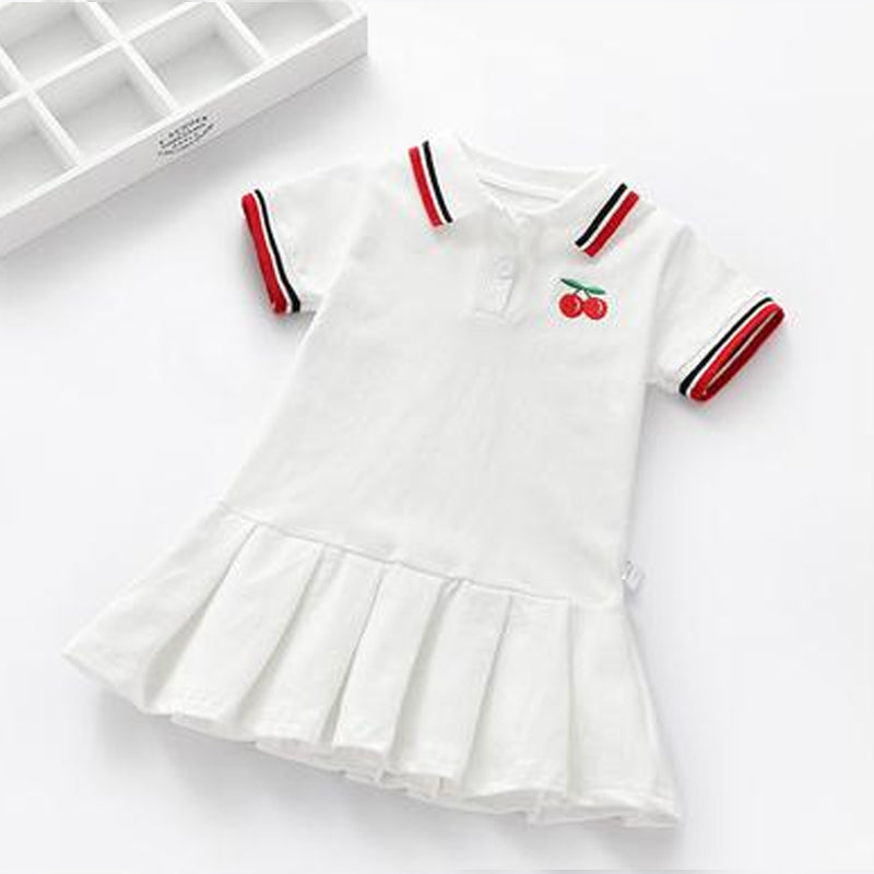 Children Dress Spring Summer Turn-Down Collar Kids' Clothing White 2T-90 - DailySale