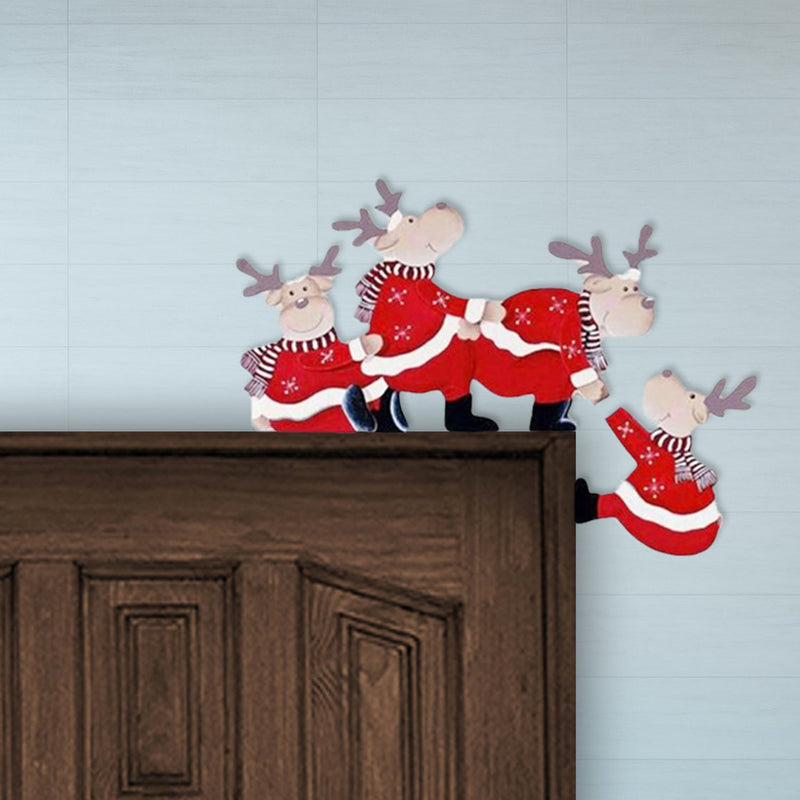 Christmas Door Hanger Decorations Rustic Sign Holiday Decor & Apparel Reindeer - DailySale