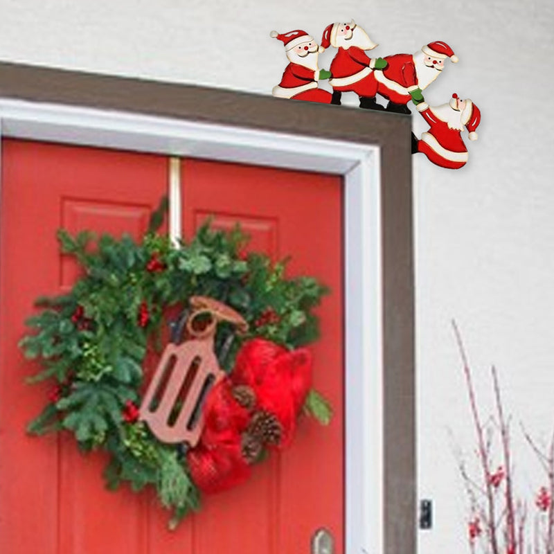 Christmas Door Hanger Decorations Rustic Sign Holiday Decor & Apparel Santa - DailySale