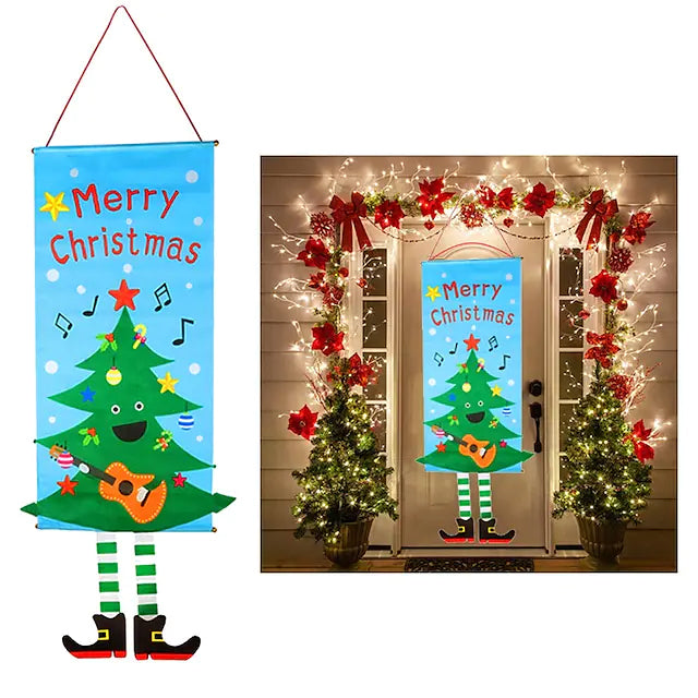 Christmas Door Hanging Flag Decor Holiday Decor & Apparel Christmas Tree - DailySale