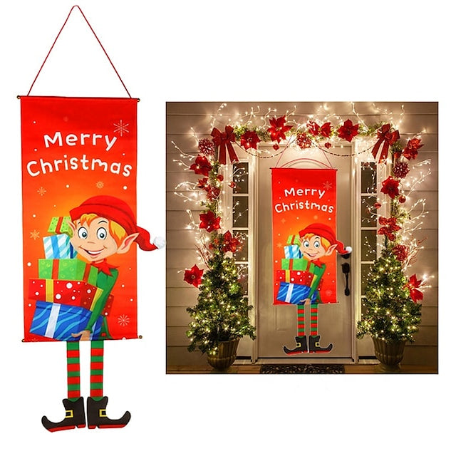 Christmas Door Hanging Flag Decor Holiday Decor & Apparel Elves - DailySale