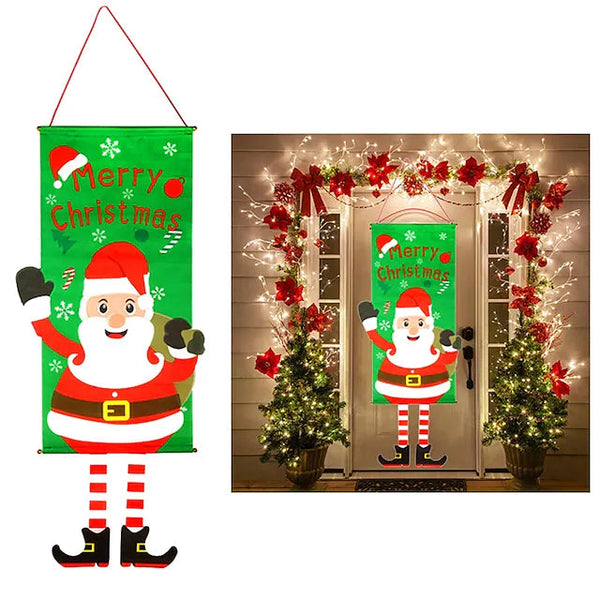Christmas Door Hanging Flag Decor Holiday Decor & Apparel Santa Claus - DailySale