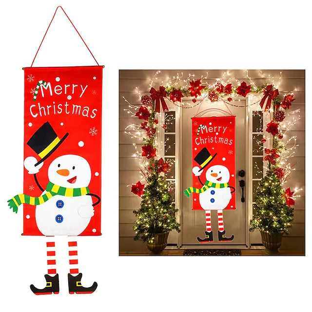 Christmas Door Hanging Flag Decor Holiday Decor & Apparel Snowman - DailySale