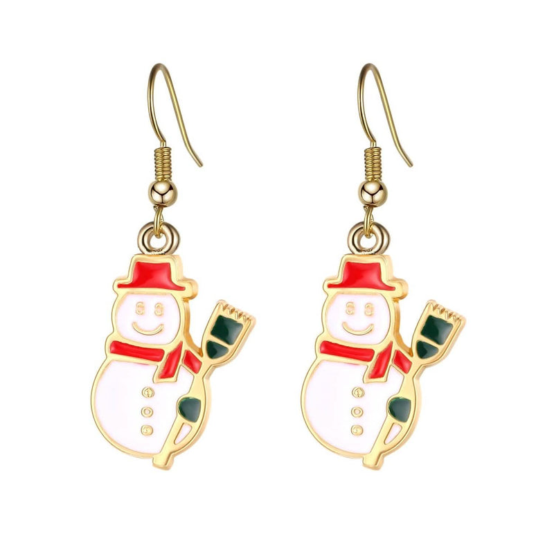 Christmas Ear Decor Hooks Creative Ladies Holiday Earrings Holiday Decor & Apparel Red Snowman - DailySale