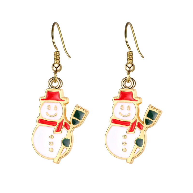 Christmas Ear Decor Hooks Creative Ladies Holiday Earrings Holiday Decor & Apparel Red Snowman - DailySale