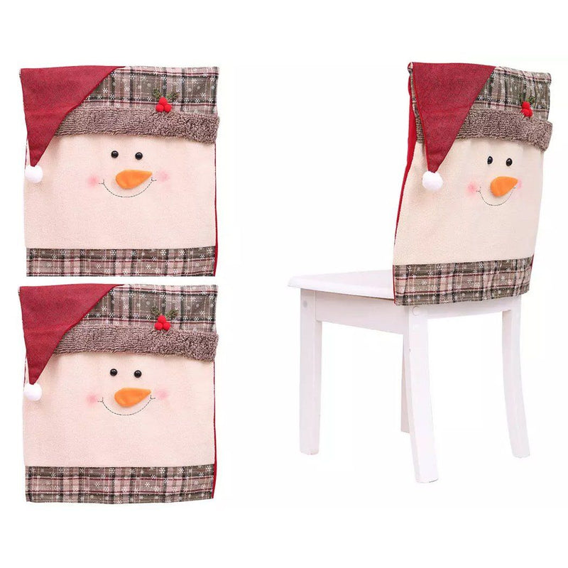 Christmas Santa Claus Snowman Chair Cover Holiday Decor & Apparel 2-Pack Snowman - DailySale