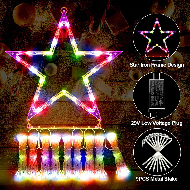 Christmas String Lights with 317 LED Star Hanging Twinkle Fairy Curtain Lights Holiday Decor & Apparel - DailySale
