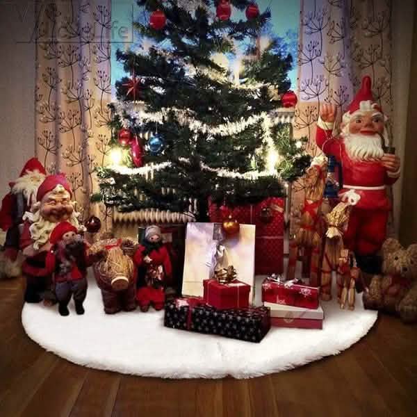 Christmas Tree Skirt Plush Lovely Decorations Holiday Decor & Apparel - DailySale