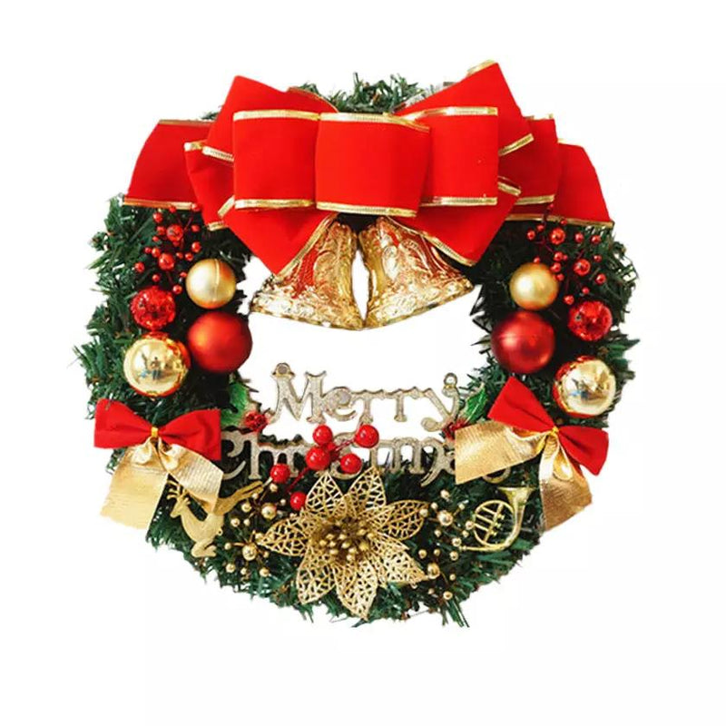 Christmas Xmas Wreath Home Door Wall Ornament Garland Bowknot Party Decoration Holiday Decor & Apparel Type 1 - DailySale