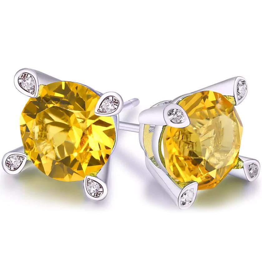 Citrine Stud Earring in 18K White Gold Earrings - DailySale