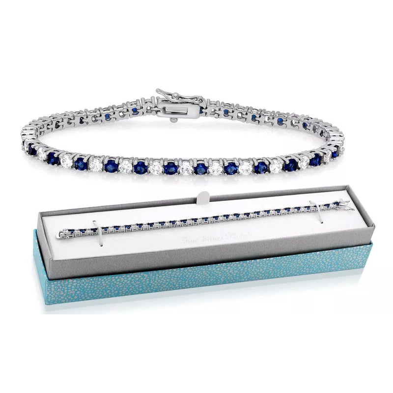 Classic Created Blue Sapphire Tennis Bracelet with Gift Box by MUIBLU Gems Bracelets - DailySale
