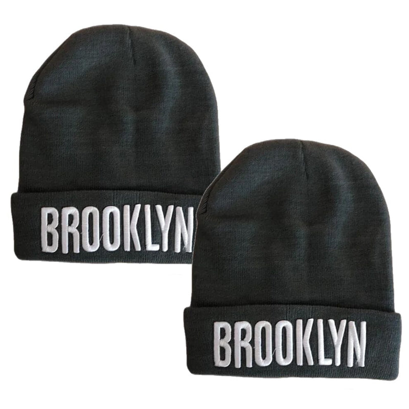 Classic NY Winter Hat Beanies with Thick Fur Men's Shoes & Accessories Gray Brooklyn 2-Pack - DailySale