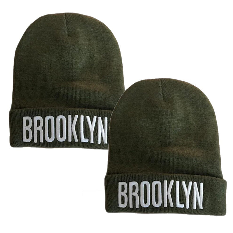 Classic NY Winter Hat Beanies with Thick Fur Men's Shoes & Accessories Green Brooklyn 2-Pack - DailySale