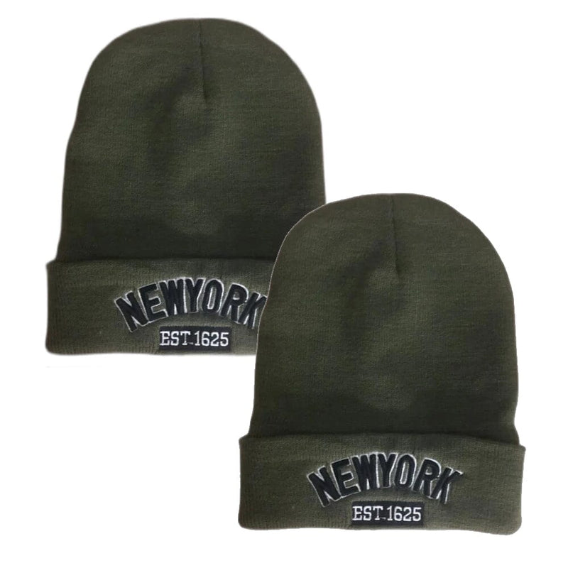 Classic NY Winter Hat Beanies with Thick Fur Men's Shoes & Accessories Green NY1625 2-Pack - DailySale