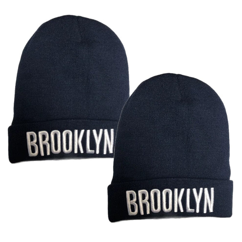 Classic NY Winter Hat Beanies with Thick Fur Men's Shoes & Accessories Navy Brooklyn 2-Pack - DailySale