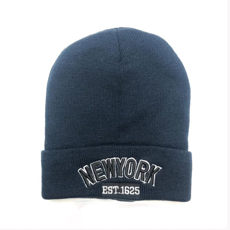 Classic NY Winter Hat Beanies with Thick Fur Men's Shoes & Accessories Navy NY1625 1-Pack - DailySale