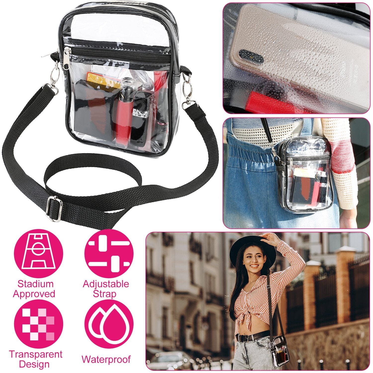 Clear Crossbody Bag Stadium Approved Bags & Travel - DailySale