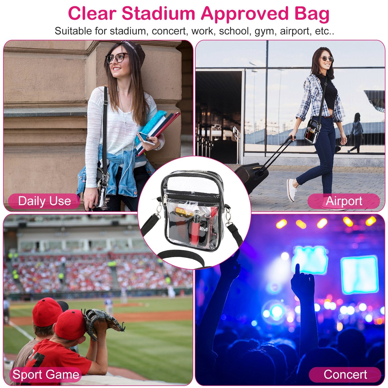 Clear Crossbody Bag Stadium Approved Bags & Travel - DailySale