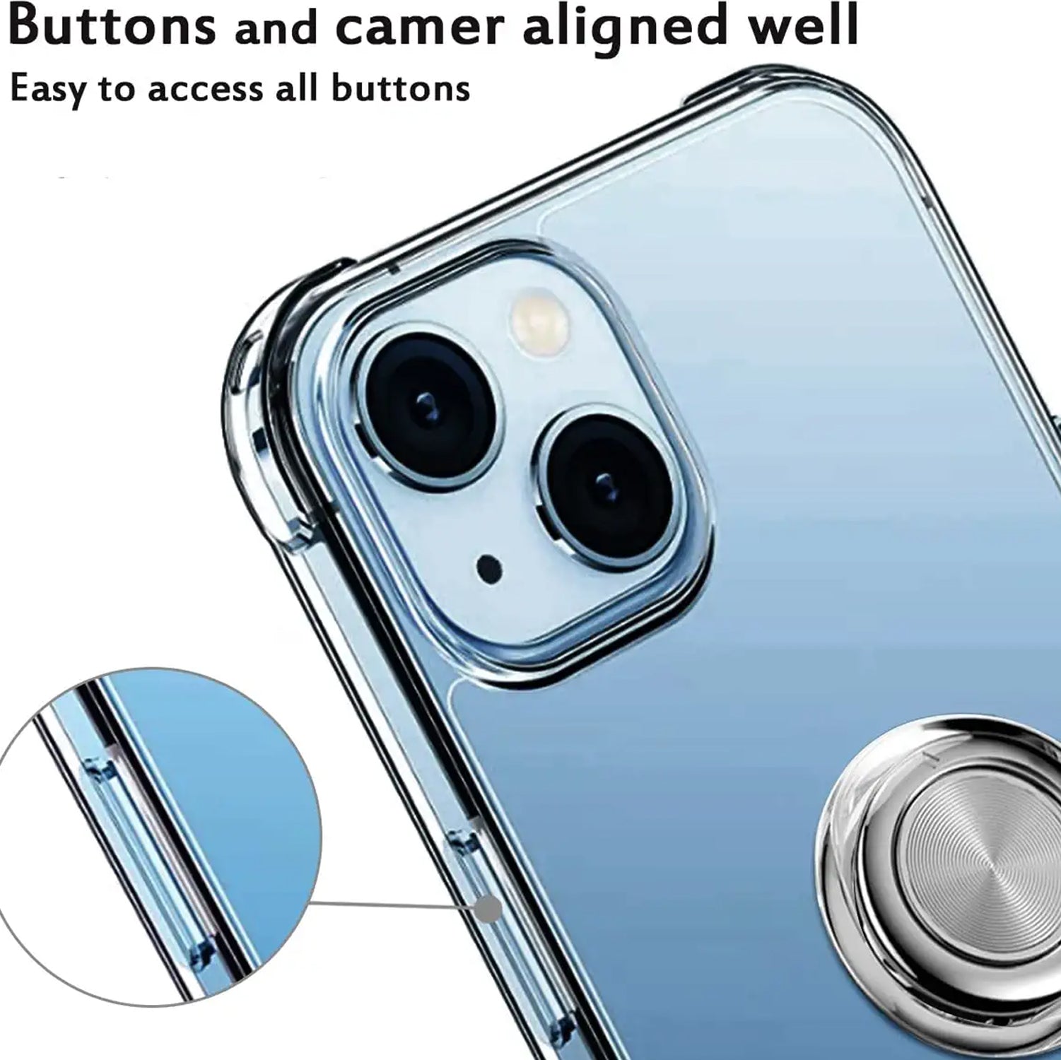 Clear Phone Case iPhone 14 Transparent Anti-Scratch with Ring Kickstand Mobile Accessories - DailySale