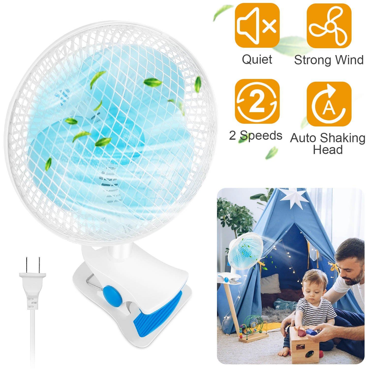 Clip-On 2 Speeds Quiet Clamp Fan Household Appliances - DailySale