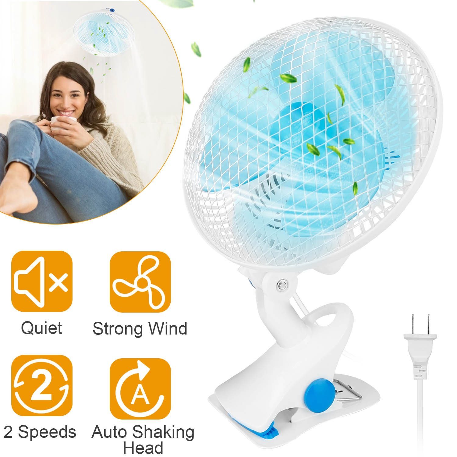 Clip-On 2 Speeds Quiet Clamp Fan Household Appliances - DailySale