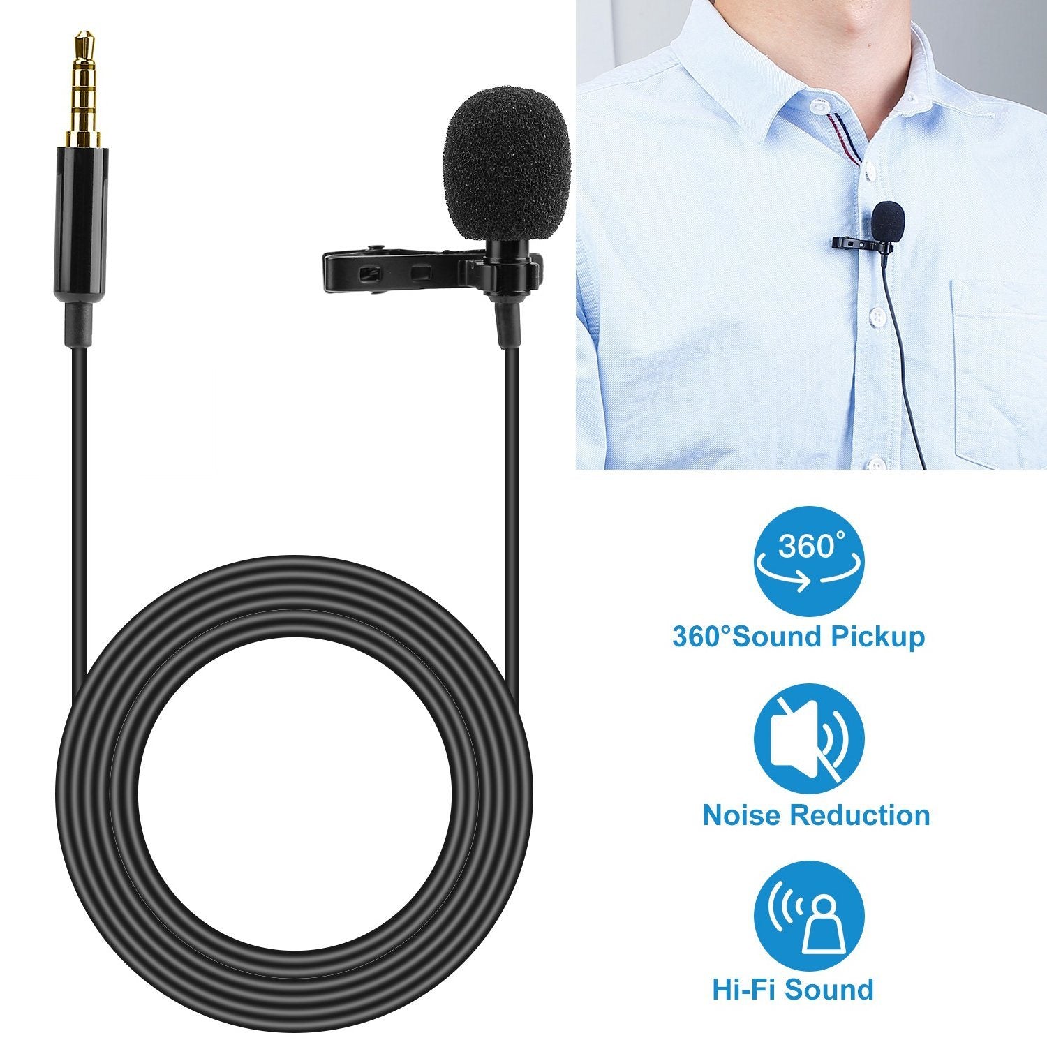 Clip On Microphone Hands Free Lavalier Lapel Mic Headphones & Audio - DailySale