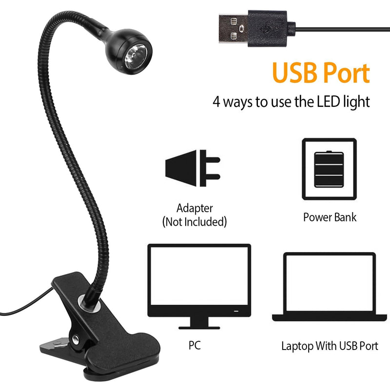 Clip On Reading Light USB Desk Clamp Lamp Flexible Gooseneck Indoor Lighting & Decor - DailySale
