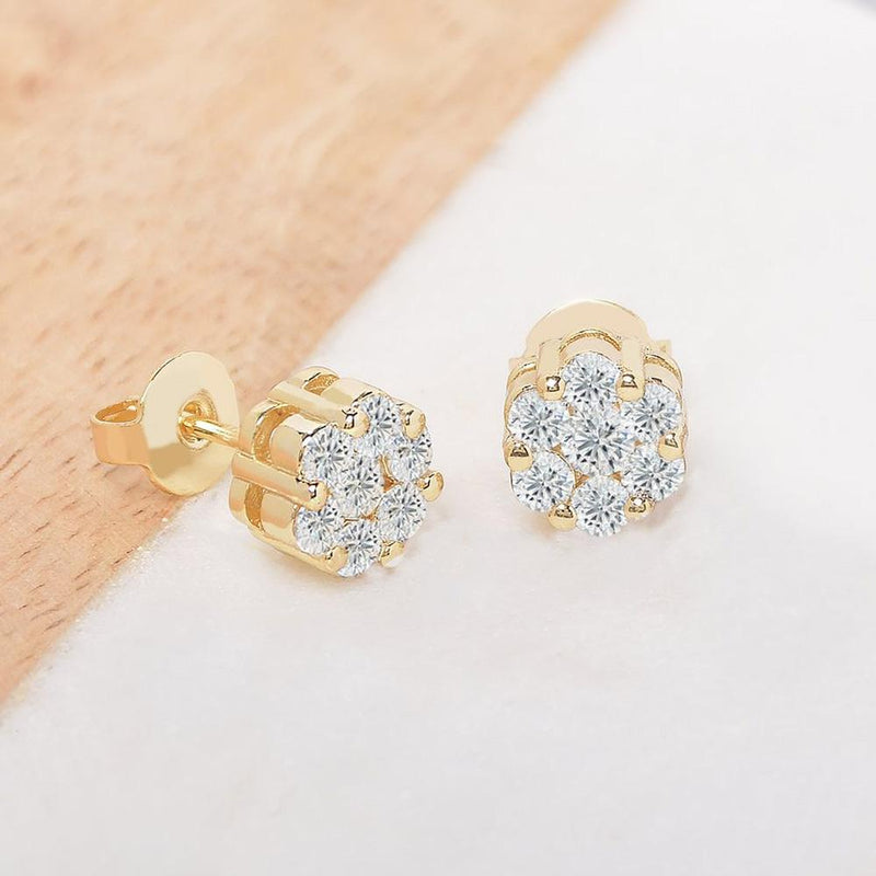 Cluster Flower Stud Earrings Earrings Gold - DailySale