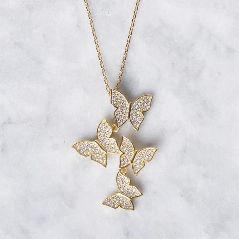 Cluster Hanging Butterflies Necklace - Assorted Colors Jewelry - DailySale