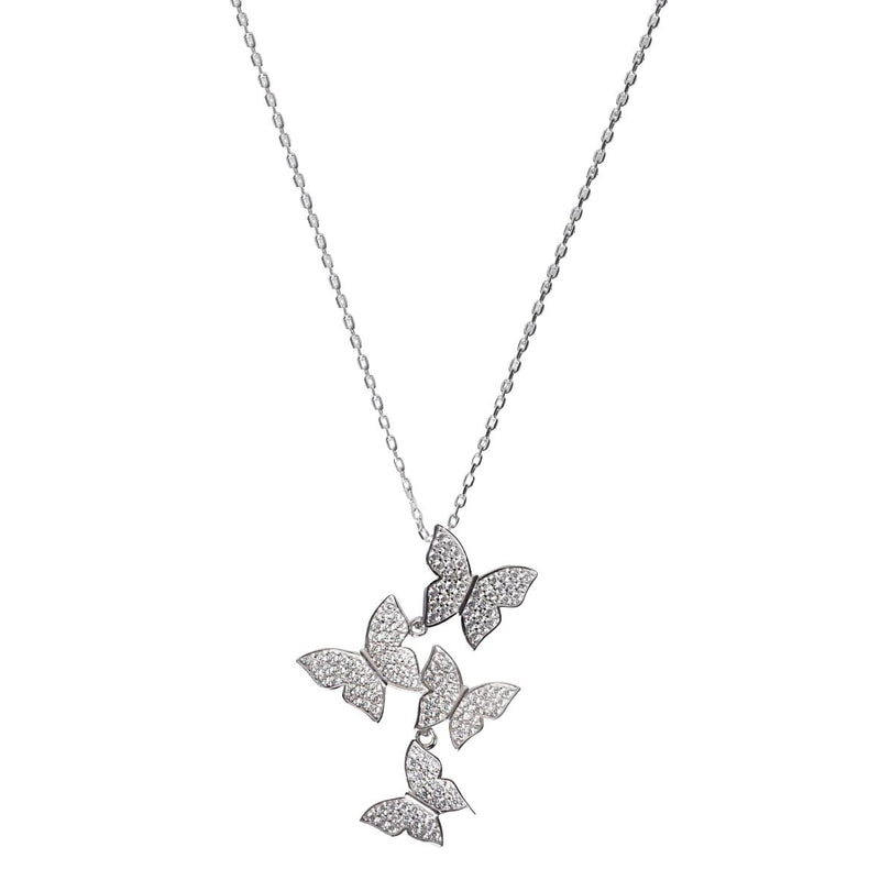 Cluster Hanging Butterflies Necklace - Assorted Colors Jewelry Silver - DailySale