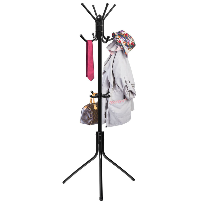 Coat & Hat Metal Rack Hanger Organizer Hooks with Stand Closet & Storage - DailySale