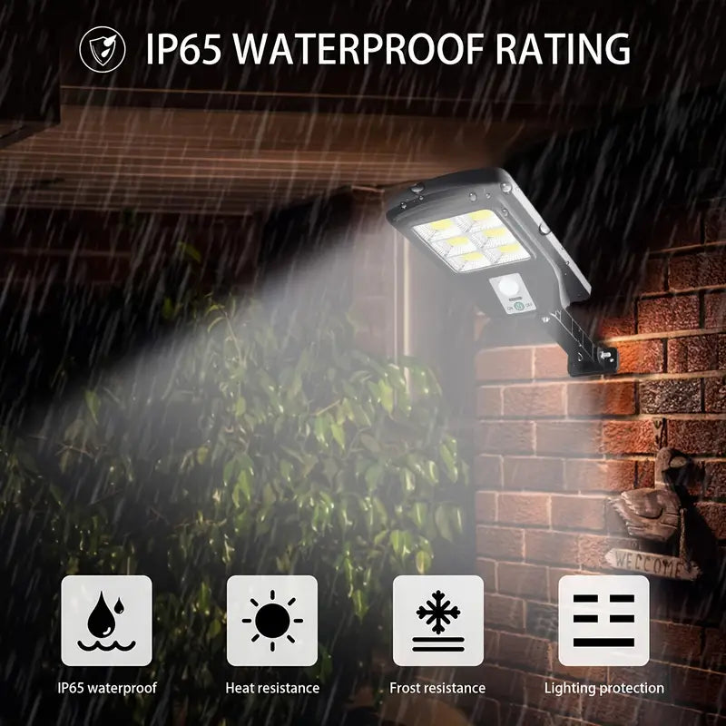 COB Solar Street Lights Remote Control Motion Sensor Security Wall Light with 3 Modes Outdoor Lighting - DailySale