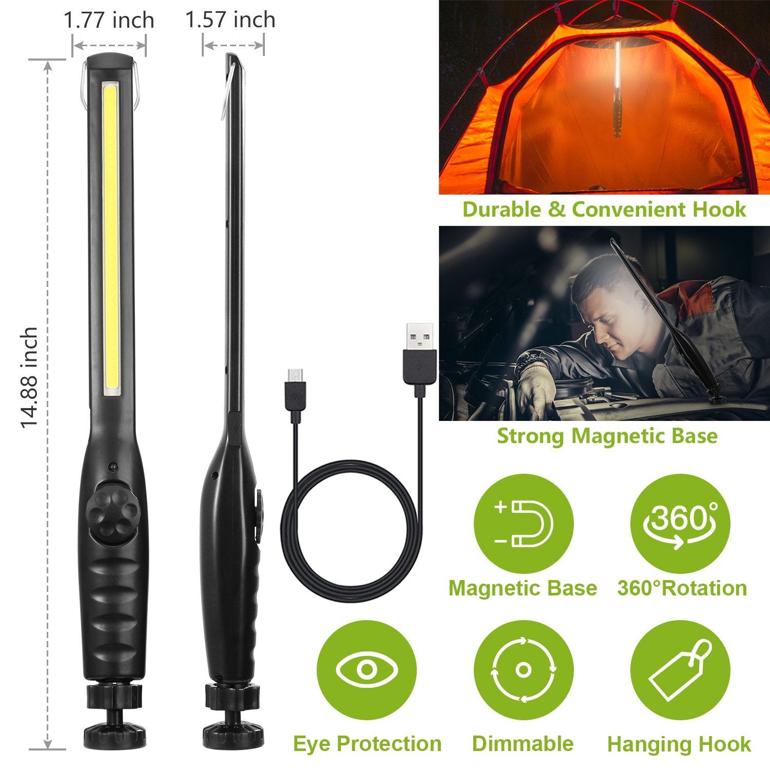 COB Work Light IPX4 Handheld Emergency LED Lamp Outdoor Lighting - DailySale