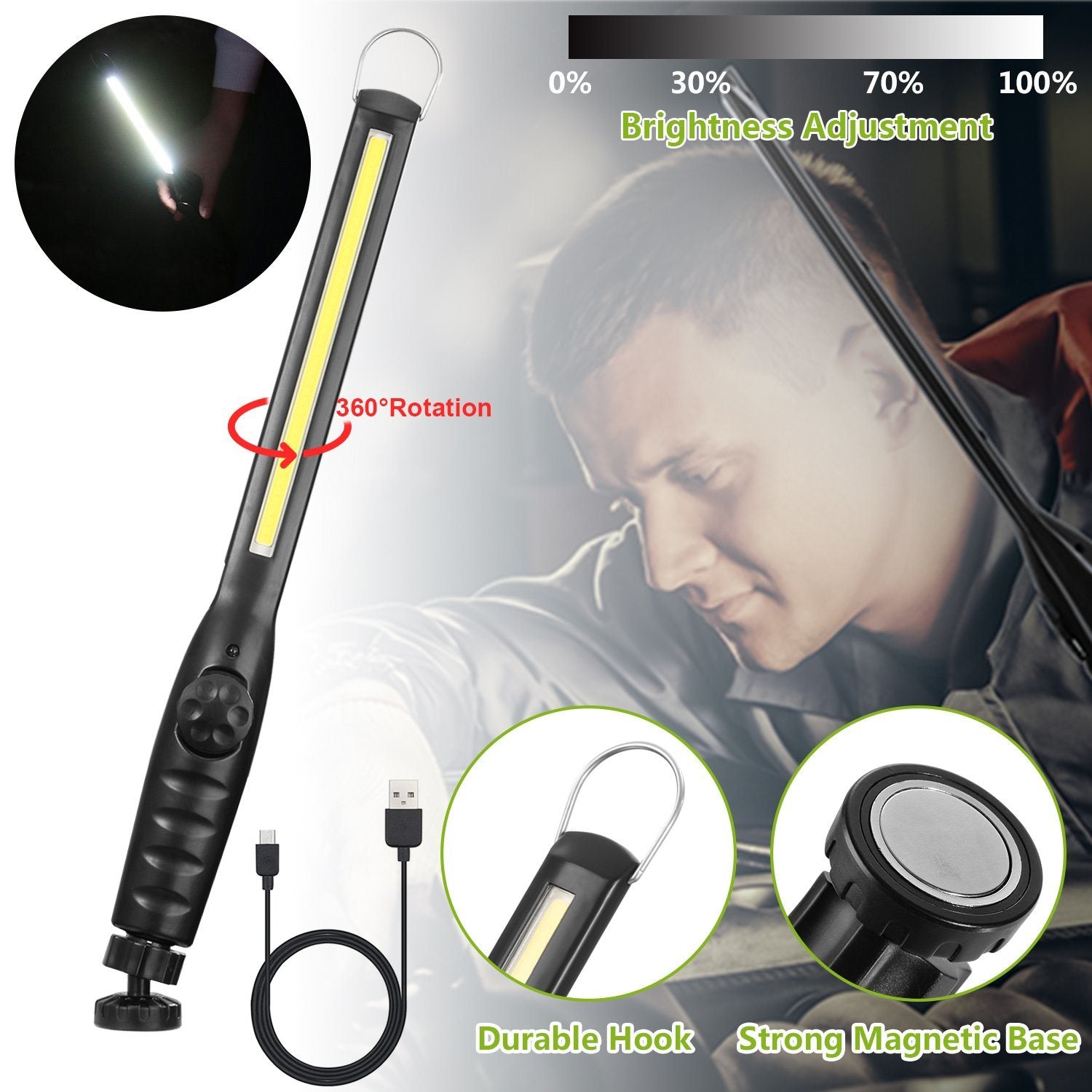 COB Work Light IPX4 Handheld Emergency LED Lamp Outdoor Lighting - DailySale