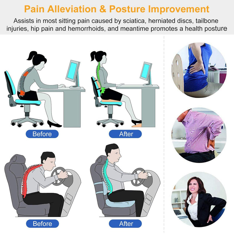 Coccyx Orthopedic Memory Foam Seat Cushion Wellness - DailySale