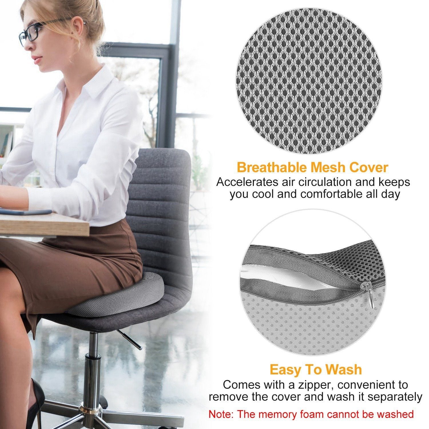 Coccyx Orthopedic Memory Foam Seat Cushion Wellness - DailySale