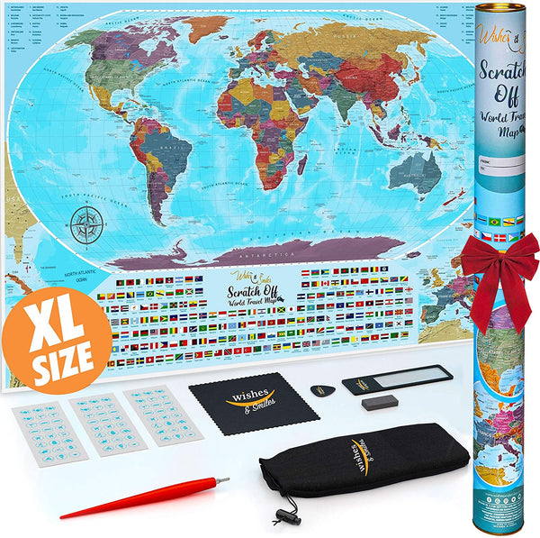 Coin Scratch Travel World Map and All Country Flags Bags & Travel - DailySale