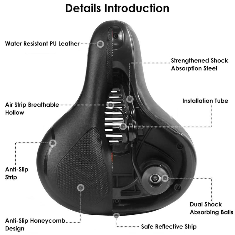 Comfortable Bike Seat Water Resistant MTB Bicycle Padded Saddle Sports & Outdoors - DailySale