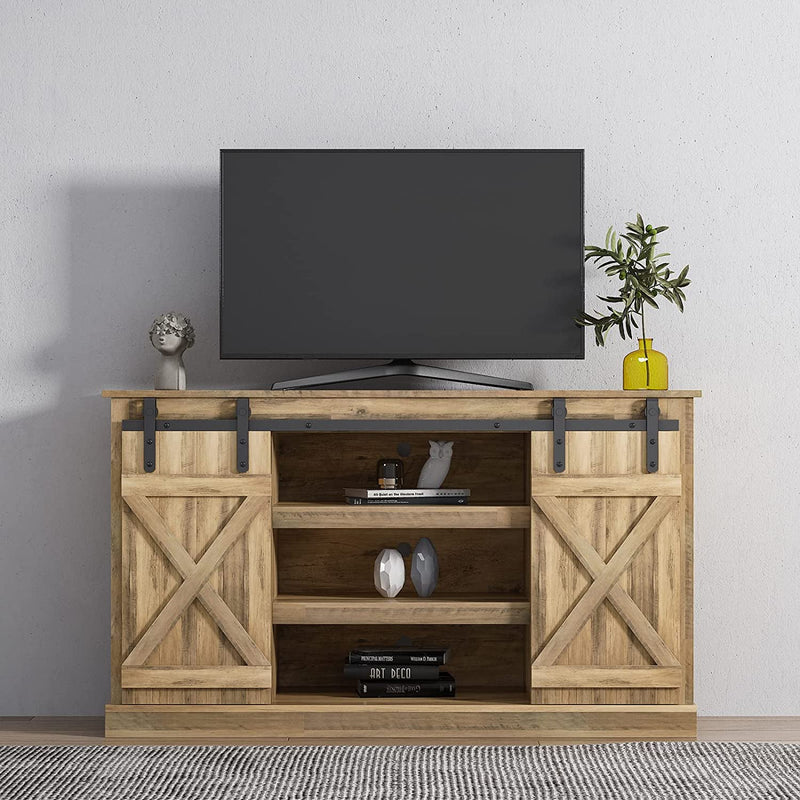 Console Table TV Cabinet with Locker Closet & Storage Oak - DailySale