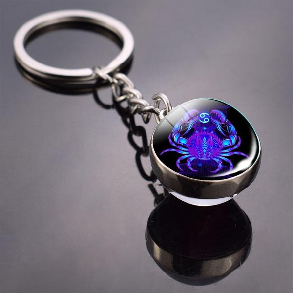 Constellation Double Side Cabochon Glass Ball Keychain Everything Else Cancer - DailySale