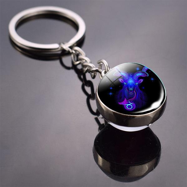 Constellation Double Side Cabochon Glass Ball Keychain Everything Else Capricorn - DailySale